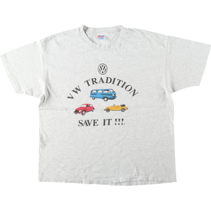 90'S Hanes Heavyweight Print T-Shirt, Men's XL equivalent, Vintage cotton gray type Vintage Second Hand