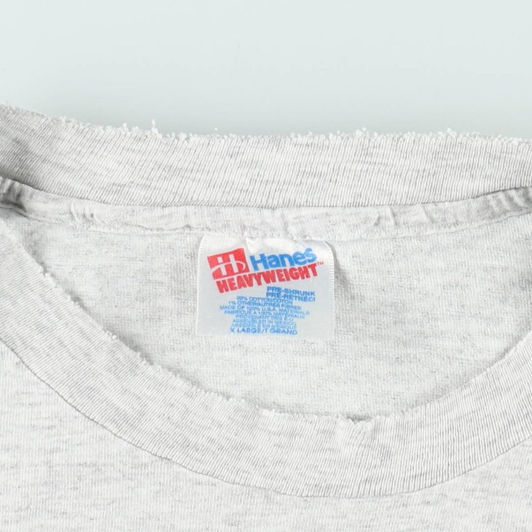 90'S Hanes Heavyweight Print T-Shirt, Men's XL equivalent, Vintage cotton gray type Vintage Second Hand