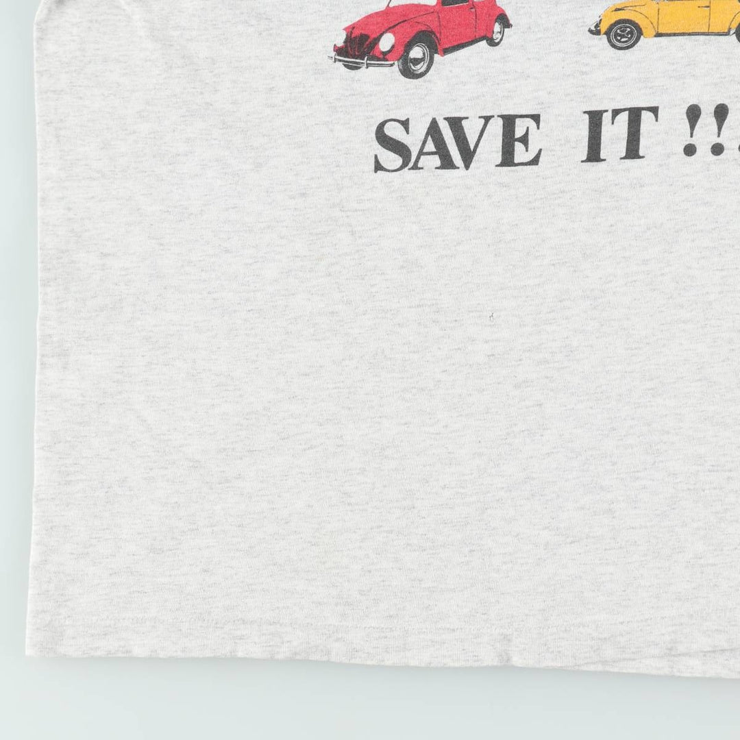 90'S Hanes Heavyweight Print T-Shirt, Men's XL equivalent, Vintage cotton gray type Vintage Second Hand