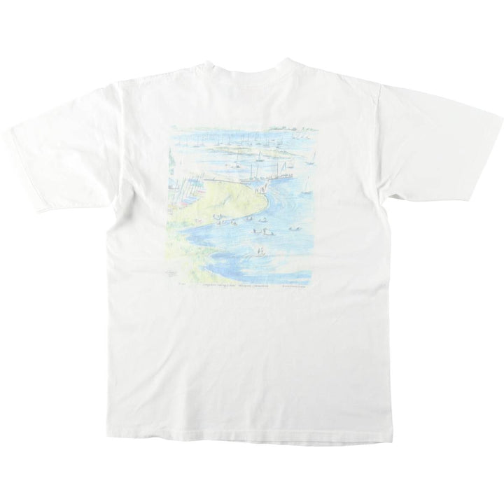 90'S Preferred Sportswear Print T-Shirt, Made in USA, Men's Size L (Equivalent), Vintage cotton white type Vintage Second Hand
