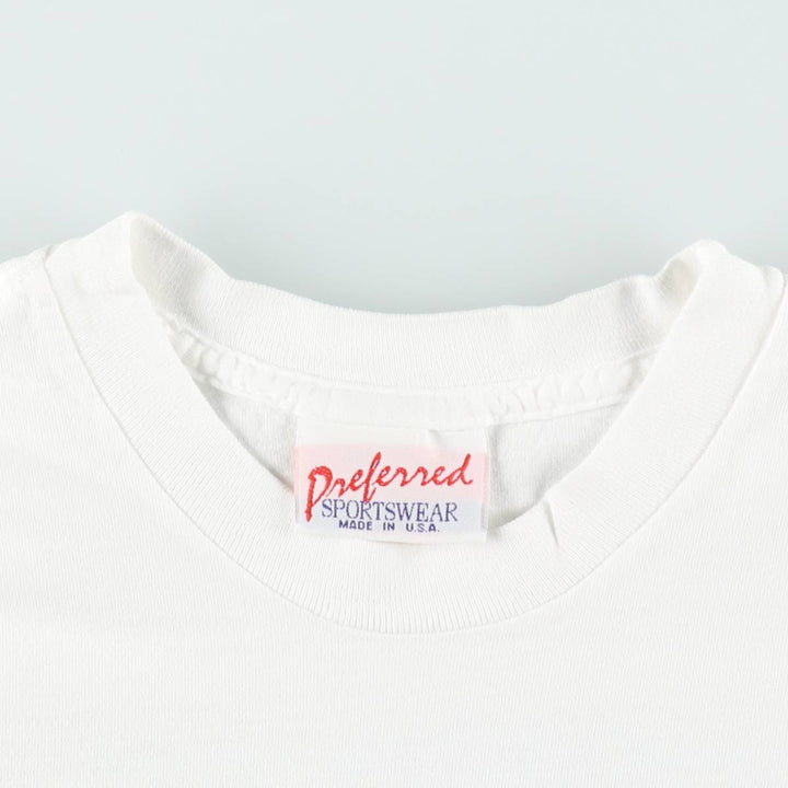 90'S Preferred Sportswear Print T-Shirt, Made in USA, Men's Size L (Equivalent), Vintage cotton white type Vintage Second Hand