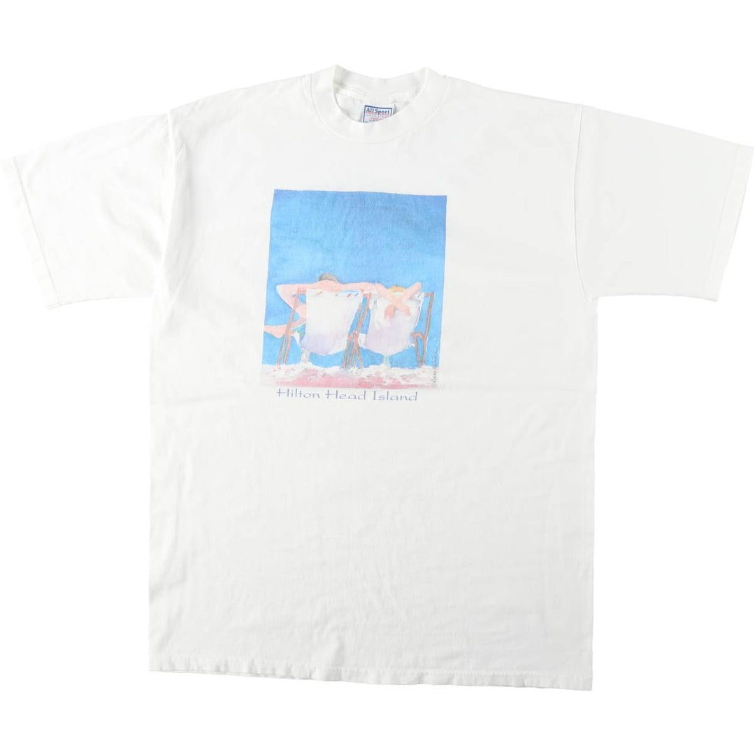 90'S All Sport Print T-shirt Made in USA Men's XL Vintage cotton white type Vintage Second Hand