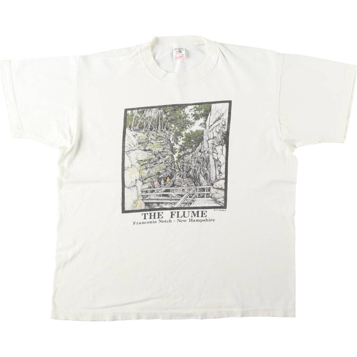 90'S Fruit of the Loom printed T-shirt, made in the USA, men's XL size, vintage cotton white type Vintage Second Hand