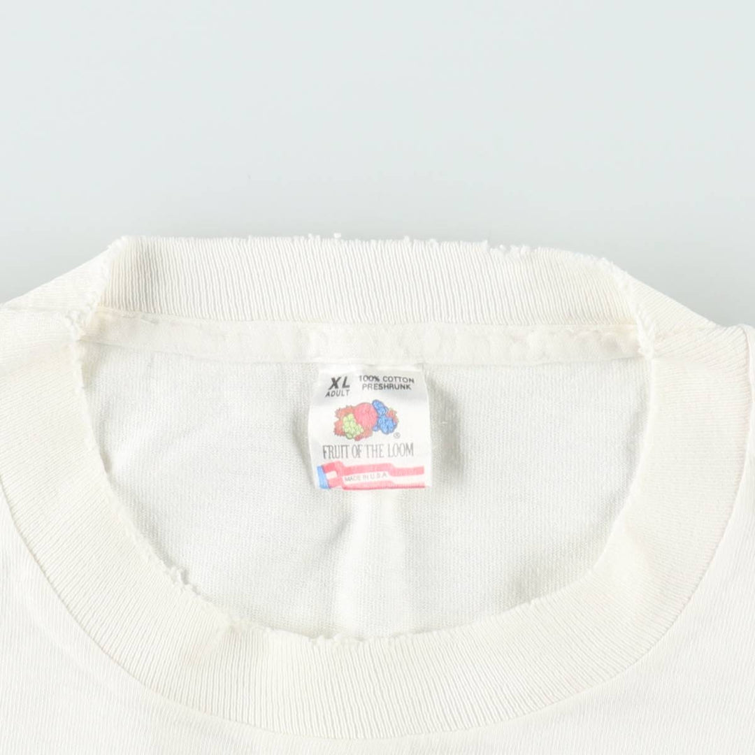 90'S Fruit of the Loom printed T-shirt, made in the USA, men's XL size, vintage cotton white type Vintage Second Hand