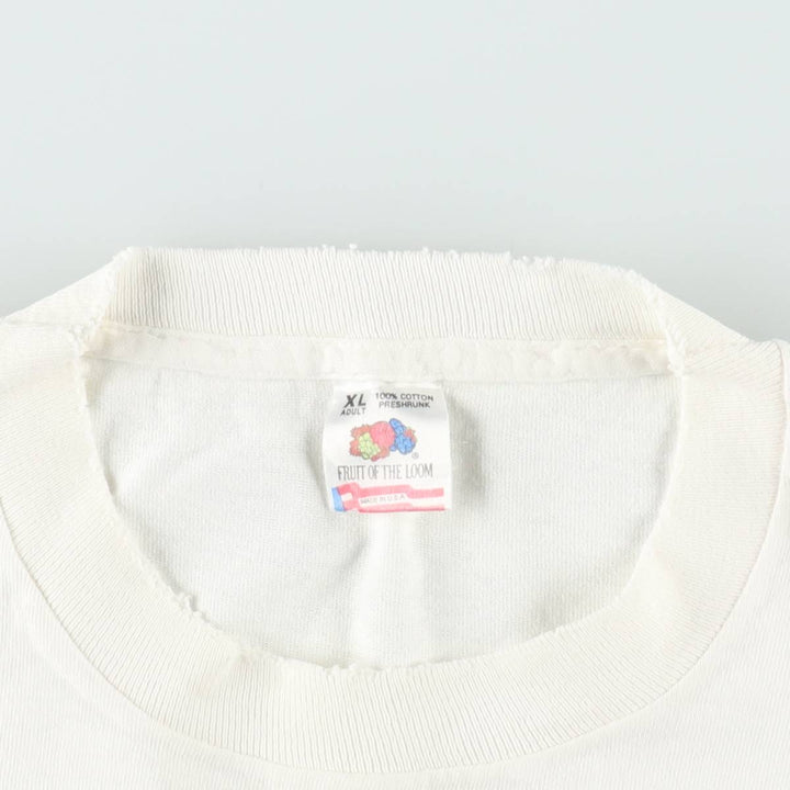 90'S Fruit of the Loom printed T-shirt, made in the USA, men's XL size, vintage cotton white type Vintage Second Hand