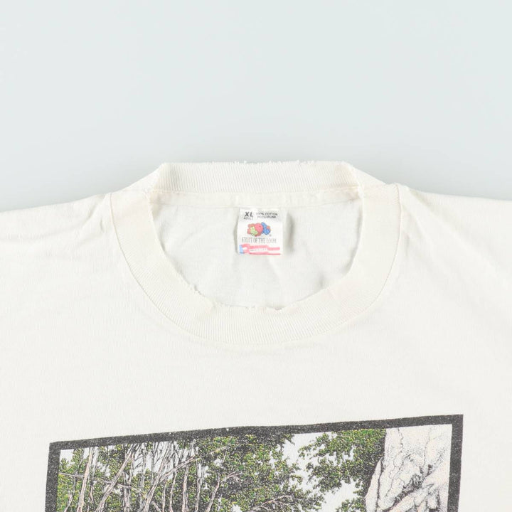 90'S Fruit of the Loom printed T-shirt, made in the USA, men's XL size, vintage cotton white type Vintage Second Hand