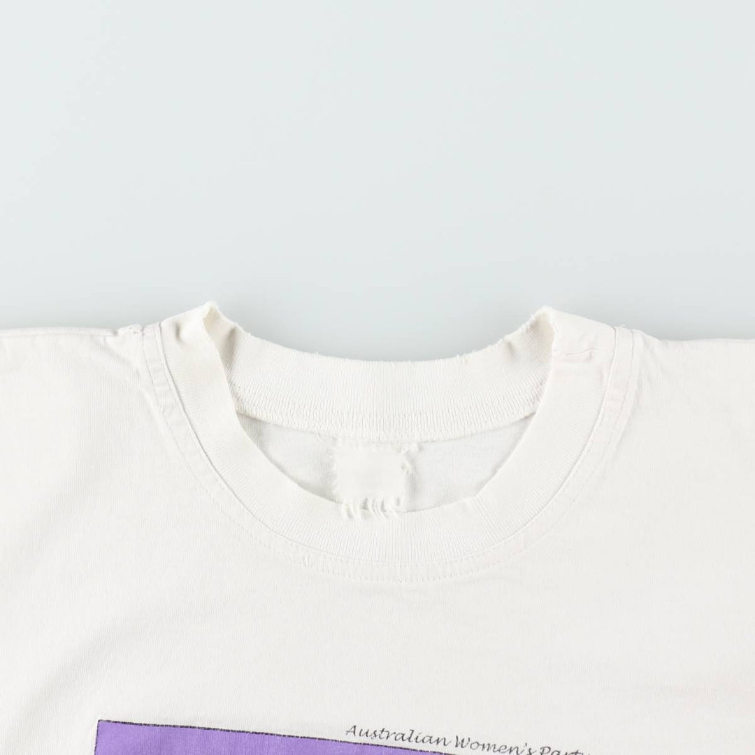 ~90'S Australian Women's Party Print T-Shirt, Men's Size L (Equivalent), Vintage unclear white type Vintage Second Hand