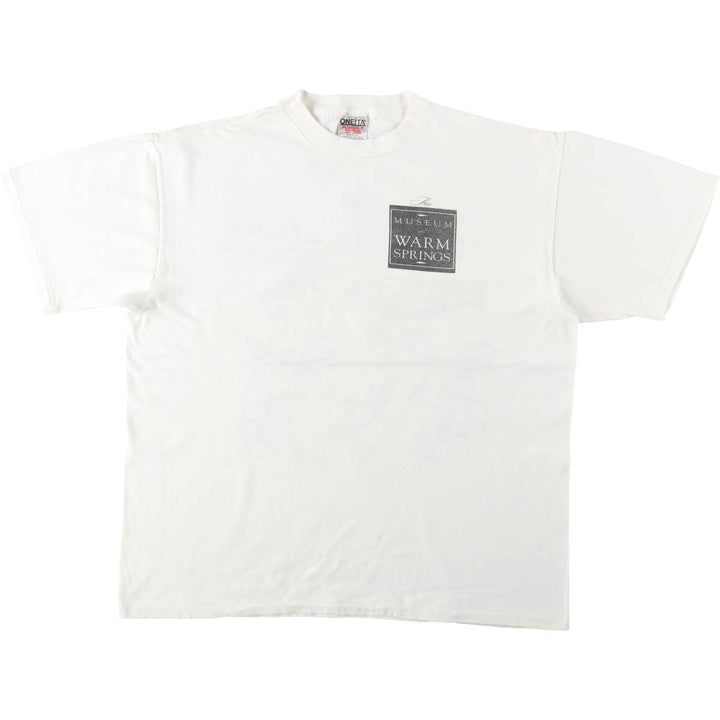 90'S ONEITA POWER-T Printed T-shirt Made in USA Men's XL Vintage cotton white type Vintage Second Hand