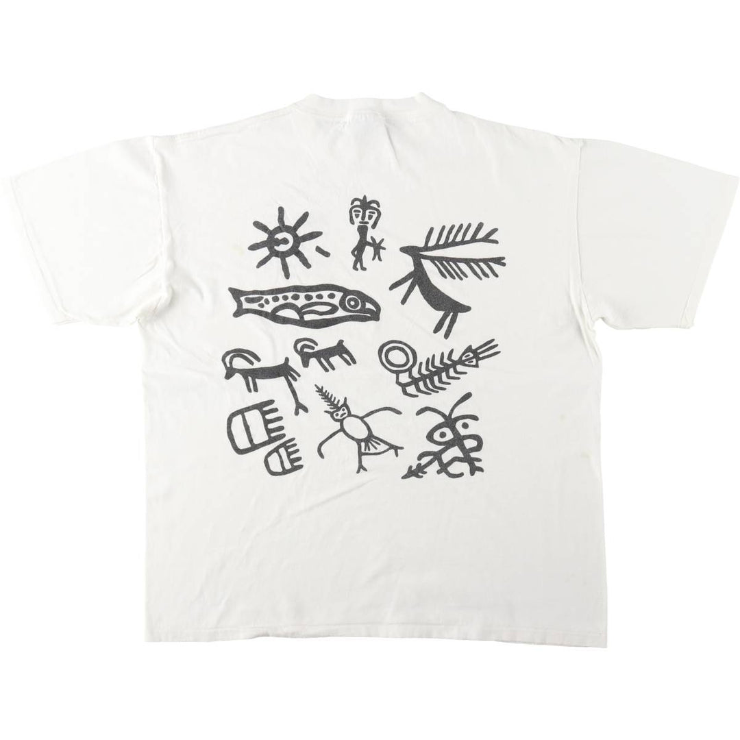 90'S ONEITA POWER-T Printed T-shirt Made in USA Men's XL Vintage cotton white type Vintage Second Hand