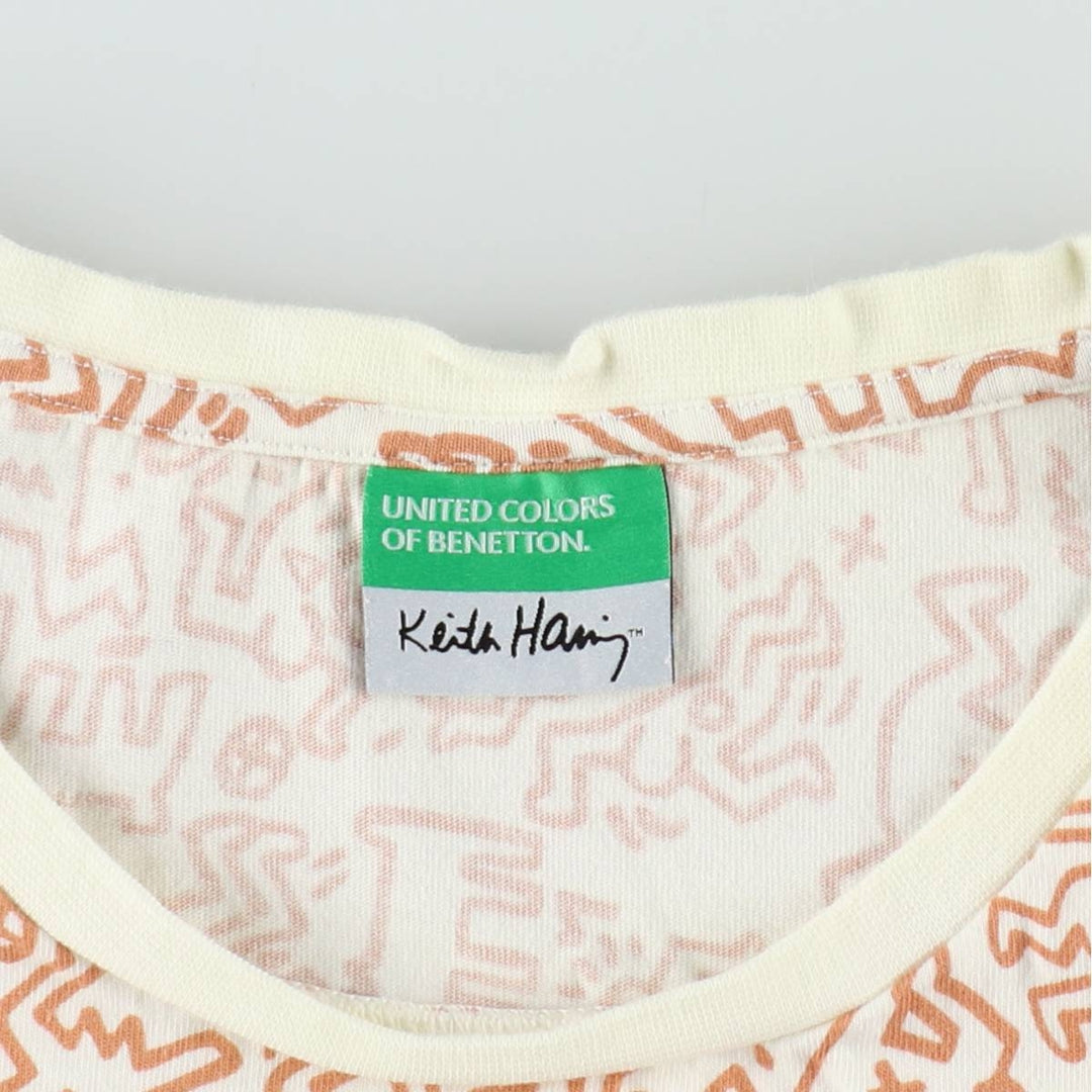 United Colors of Benetton Keith Haring all-over print art t-shirt, men's size XL equivalent, vintage. cotton white type Vintage Second Hand