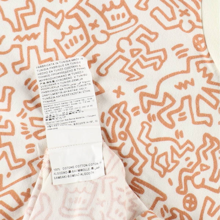 United Colors of Benetton Keith Haring all-over print art t-shirt, men's size XL equivalent, vintage. cotton white type Vintage Second Hand