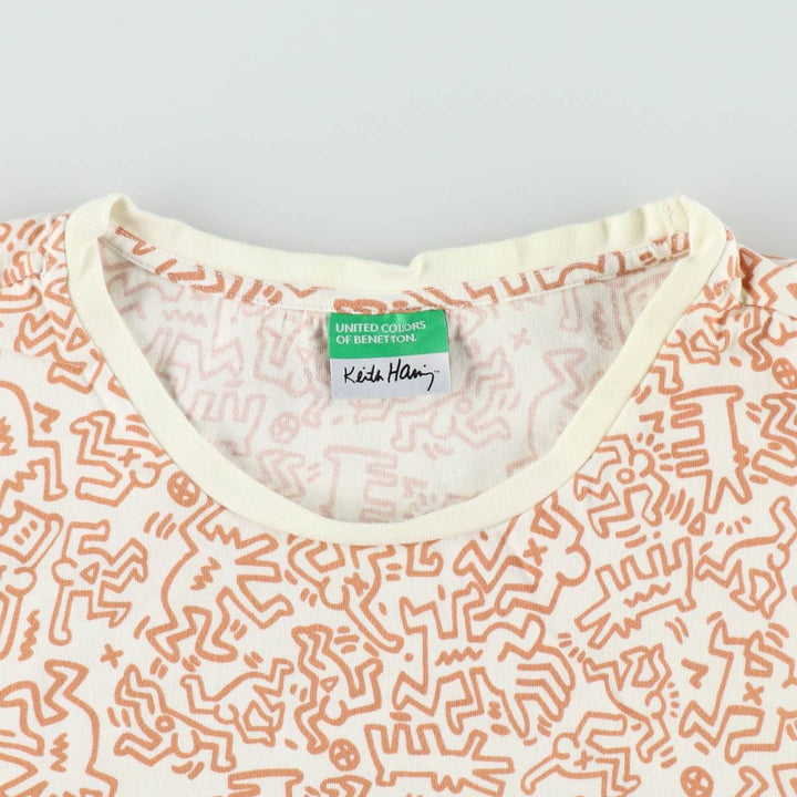 United Colors of Benetton Keith Haring all-over print art t-shirt, men's size XL equivalent, vintage. cotton white type Vintage Second Hand