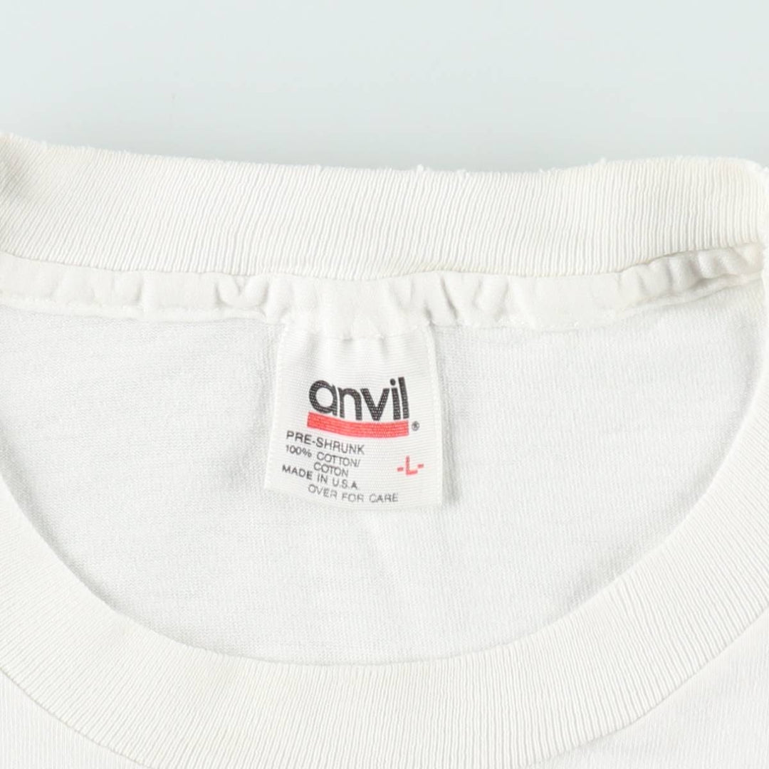 90'S Anvil Solar Power Print T-Shirt, Made in USA, Men's Size L (Equivalent), Vintage cotton white type Vintage Second Hand