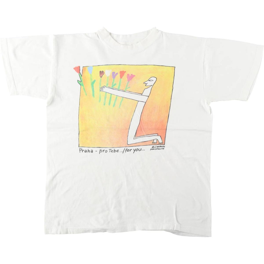 90'S D&D print T-shirt, men's size M (approx.) cotton white type Vintage Second Hand