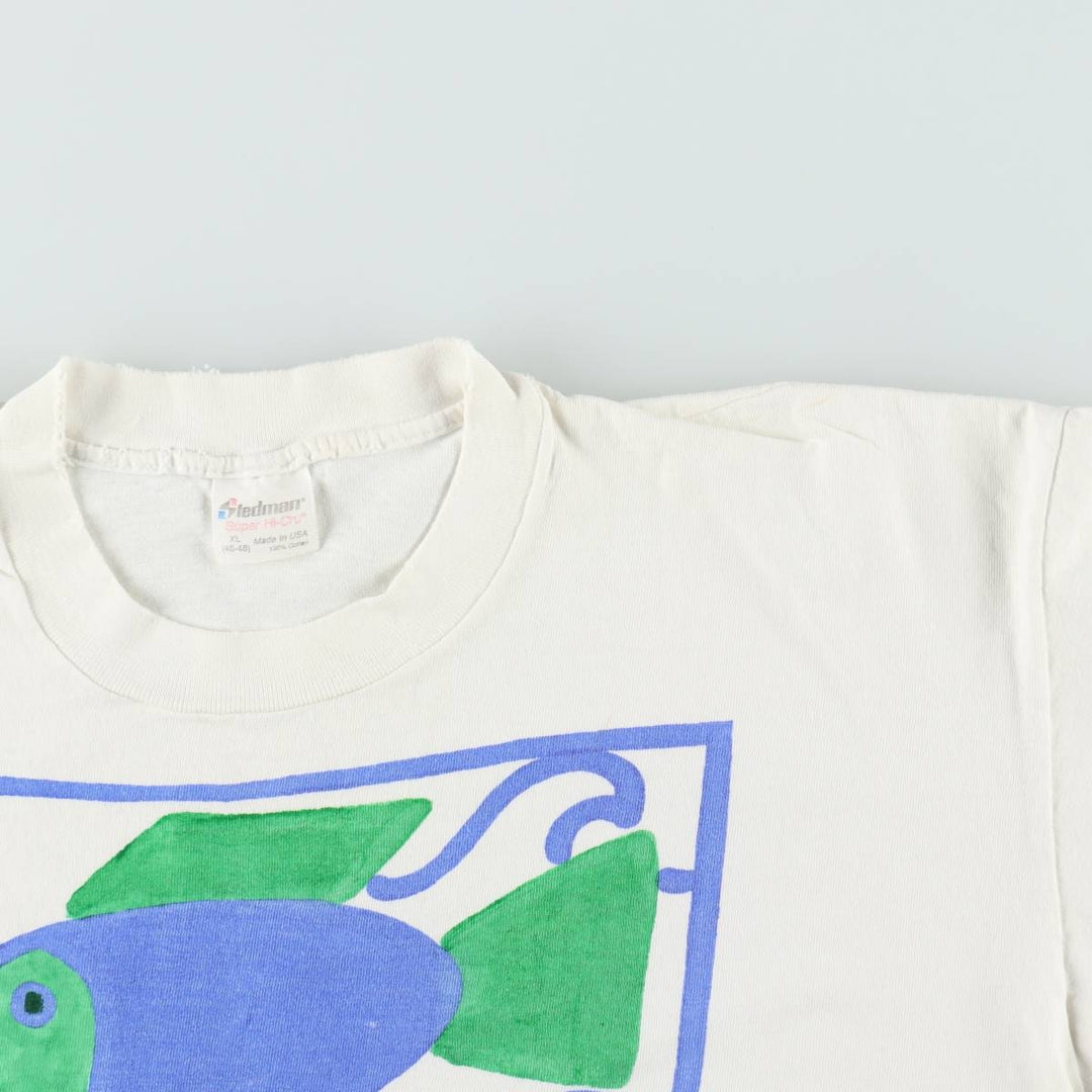 90'S STEDMAN Super HI CRU Print T-Shirt, Men's XL equivalent, Vintage cotton white type Vintage Second Hand