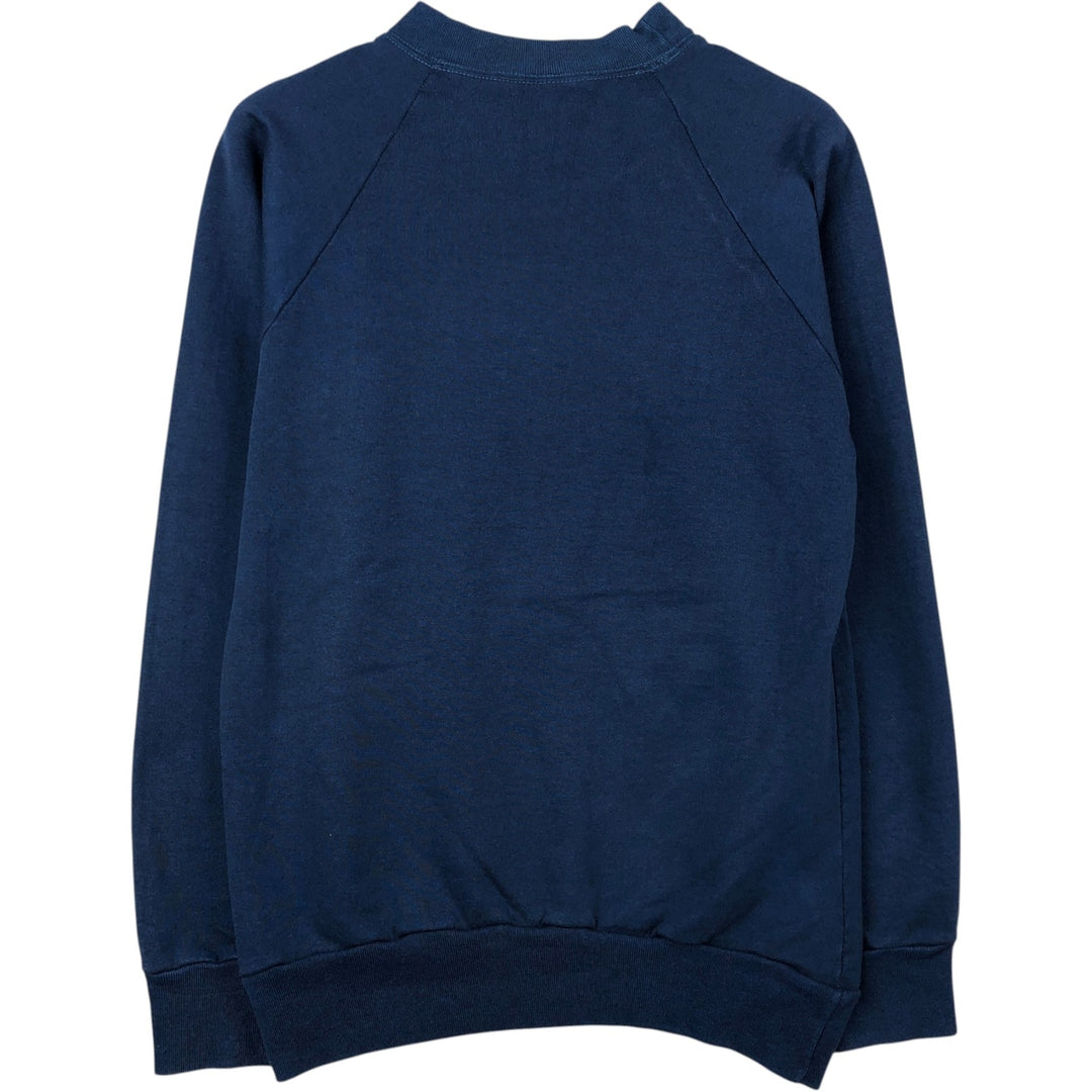 80'S Textile Prints College Sweatshirt, Made in USA, Men's Size S (Equivalent), Vintage polyester navy blue type Vintage Second Hand