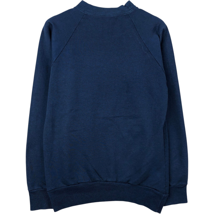 80'S Textile Prints College Sweatshirt, Made in USA, Men's Size S (Equivalent), Vintage polyester navy blue type Vintage Second Hand