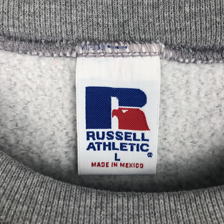 90'S Russell Triple Print College Sweatshirt, Men's Size L (Equivalent), Vintage polyester gray type Vintage Second Hand