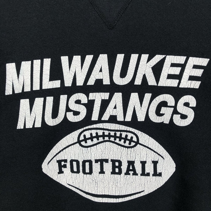 90'S Russell Milwaukee Mustangs Print Sweatshirt, Made in USA, Men's XXL equivalent. cotton black type Vintage Second Hand