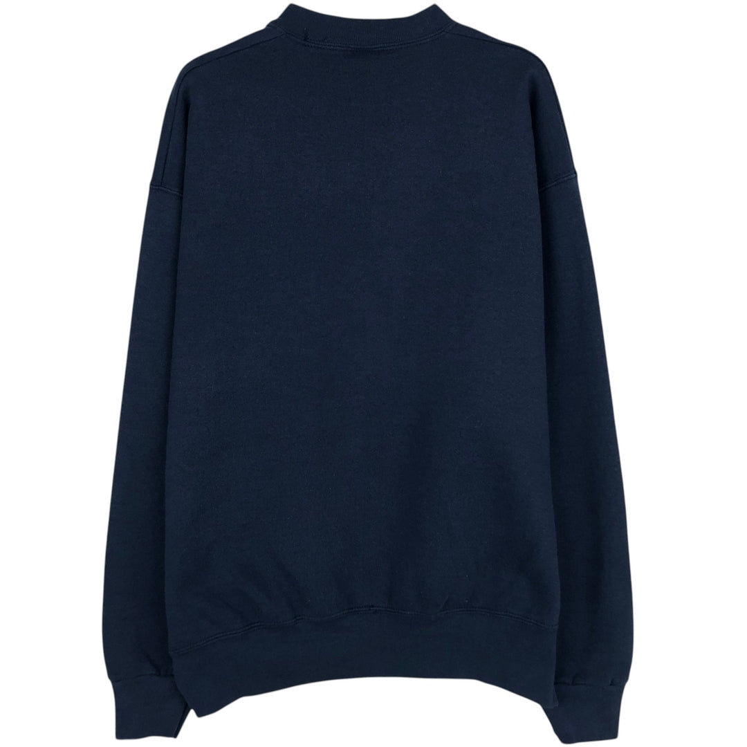 90'S Fruit of the Loom printed sweatshirt, made in the USA, men's size L, vintage cotton navy blue type Vintage Second Hand