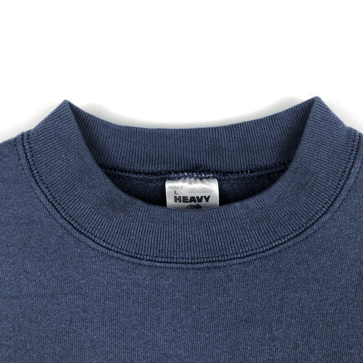 90'S Fruit of the Loom printed sweatshirt, made in the USA, men's size L, vintage cotton navy blue type Vintage Second Hand