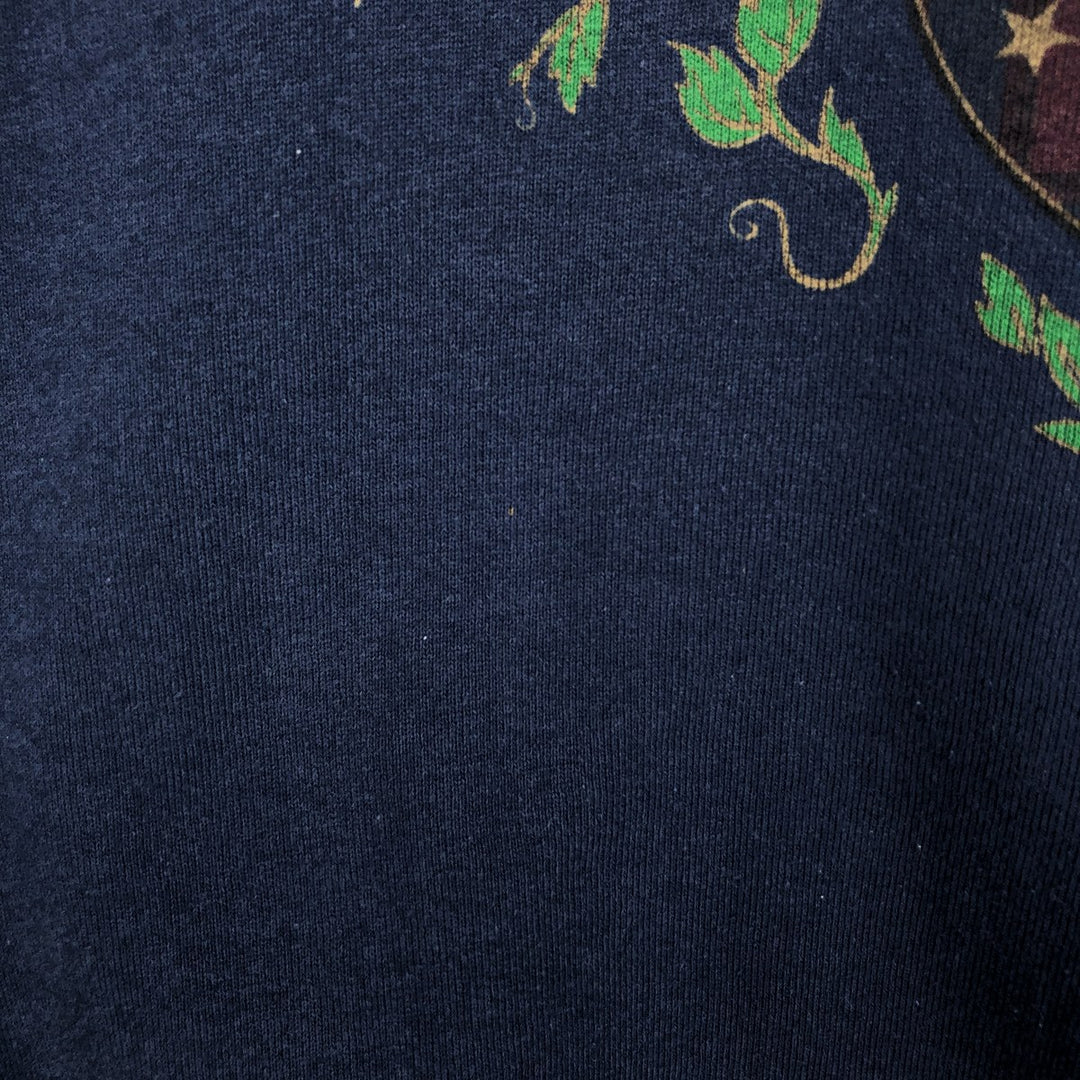 90'S Fruit of the Loom printed sweatshirt, made in the USA, men's size L, vintage cotton navy blue type Vintage Second Hand