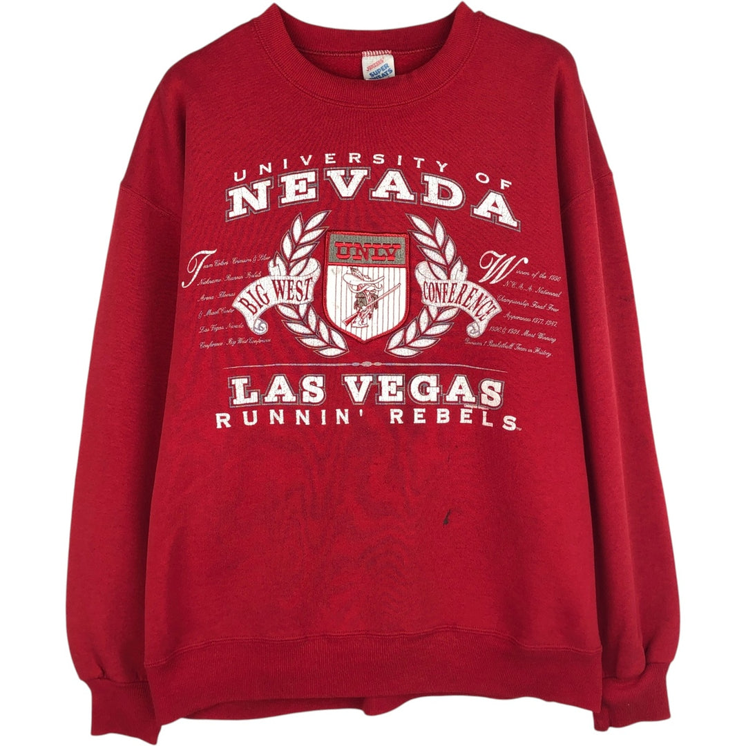 80s-90'S Jerzees College Sweatshirt, Made in USA, Men's Size L, Vintage cotton red type Vintage Second Hand