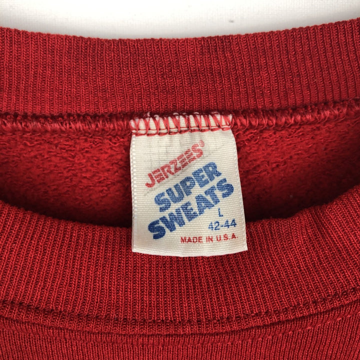 80s-90'S Jerzees College Sweatshirt, Made in USA, Men's Size L, Vintage cotton red type Vintage Second Hand