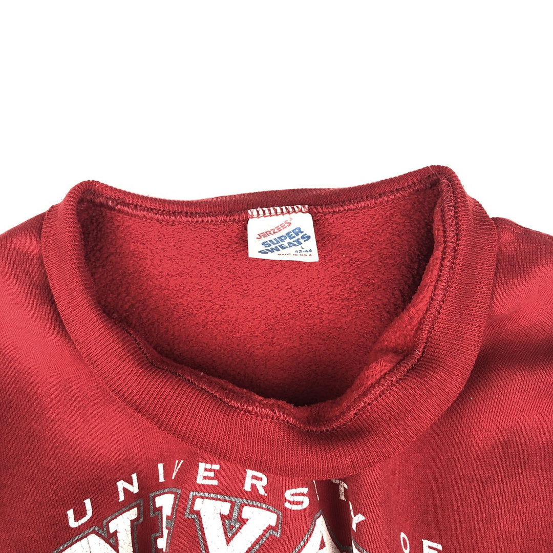 80s-90'S Jerzees College Sweatshirt, Made in USA, Men's Size L, Vintage cotton red type Vintage Second Hand