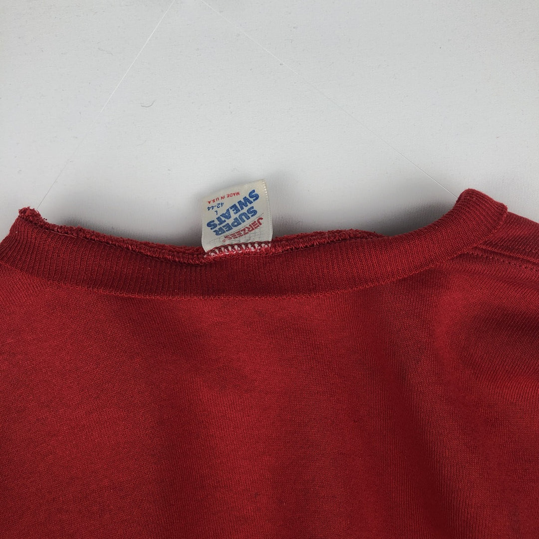 80s-90'S Jerzees College Sweatshirt, Made in USA, Men's Size L, Vintage cotton red type Vintage Second Hand