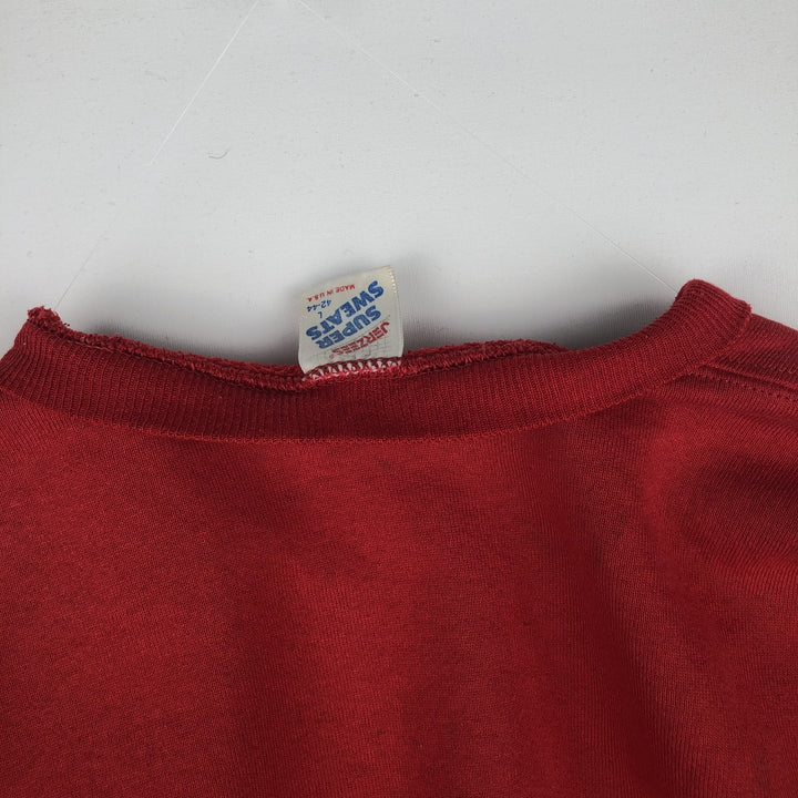 80s-90'S Jerzees College Sweatshirt, Made in USA, Men's Size L, Vintage cotton red type Vintage Second Hand