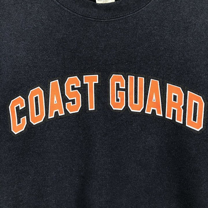 CAMPBELLSVILLE APPAREL COMPANY US Coast Guard Military Print Sweatshirt, Made in USA, Men's Size M (approx.) cotton navy blue type Vintage Second Hand