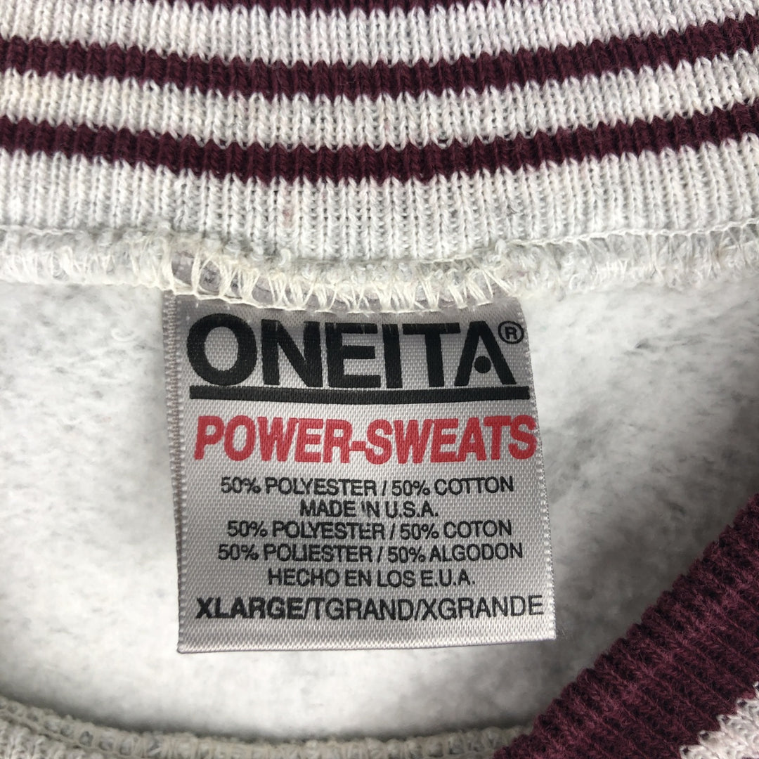 90'S ONEITA Triple Print College Sweatshirt, Made in USA, Men's XL (approx.) Vintage polyester gray type Vintage Second Hand