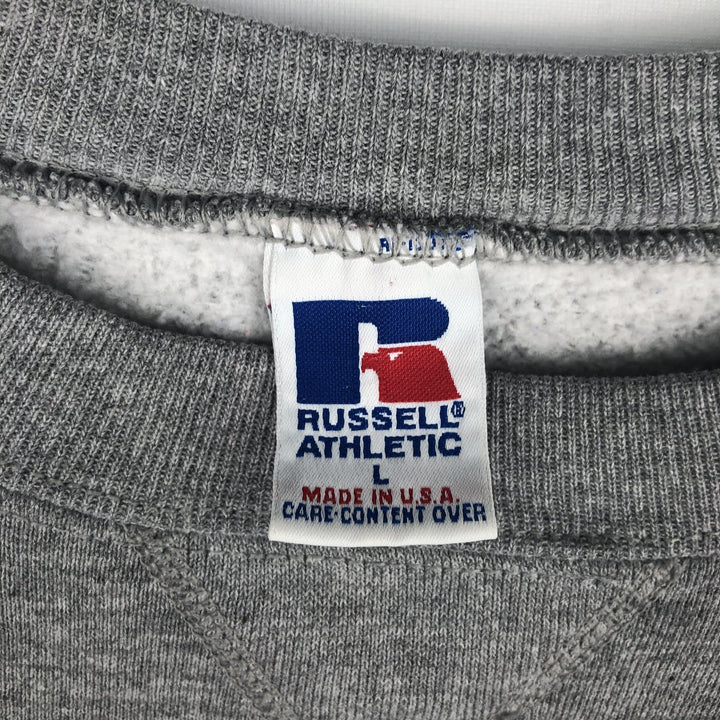 90'S Russell triple print college sweatshirt, made in the USA, men's size L, vintage polyester gray type Vintage Second Hand