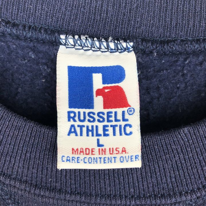 90'S Russell College Sweatshirt, Made in USA, Men's L, Vintage cotton navy blue type Vintage Second Hand