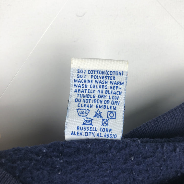 90'S Russell College Sweatshirt, Made in USA, Men's L, Vintage cotton navy blue type Vintage Second Hand