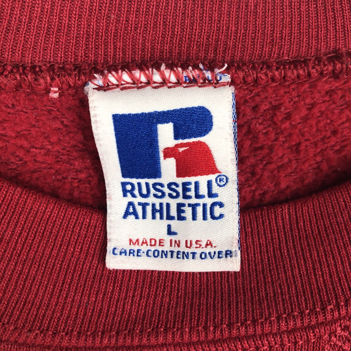 90'S Russell College Sweatshirt, Made in USA, Men's L, Vintage cotton red type Vintage Second Hand
