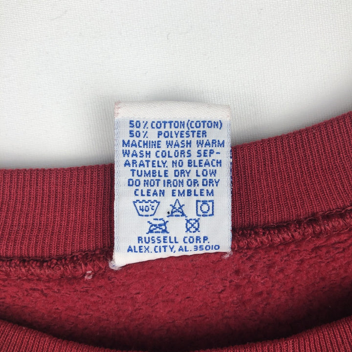 90'S Russell College Sweatshirt, Made in USA, Men's L, Vintage cotton red type Vintage Second Hand