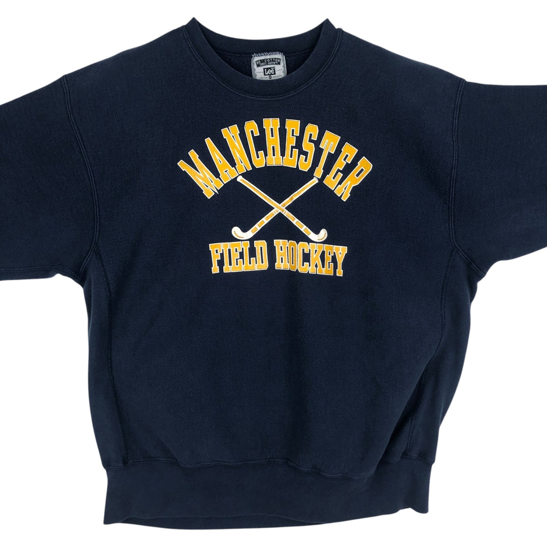 90'S Lee 95 Cotton Triple Print College Sweatshirt, Made in USA, Men's XXL equivalent, Vintage cotton navy blue type Vintage Second Hand