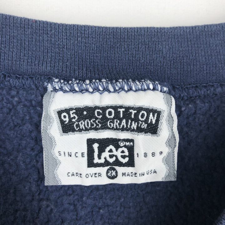 90'S Lee 95 Cotton Triple Print College Sweatshirt, Made in USA, Men's XXL equivalent, Vintage cotton navy blue type Vintage Second Hand
