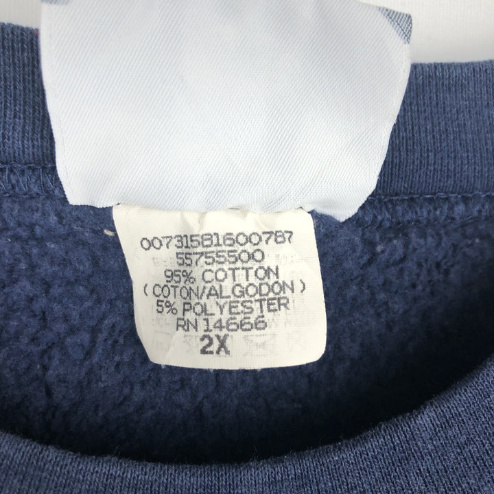 90'S Lee 95 Cotton Triple Print College Sweatshirt, Made in USA, Men's XXL equivalent, Vintage cotton navy blue type Vintage Second Hand