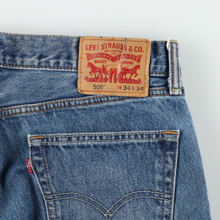 Levi's 505 tapered denim pants for men, size W34 cotton blue type Vintage Second Hand
