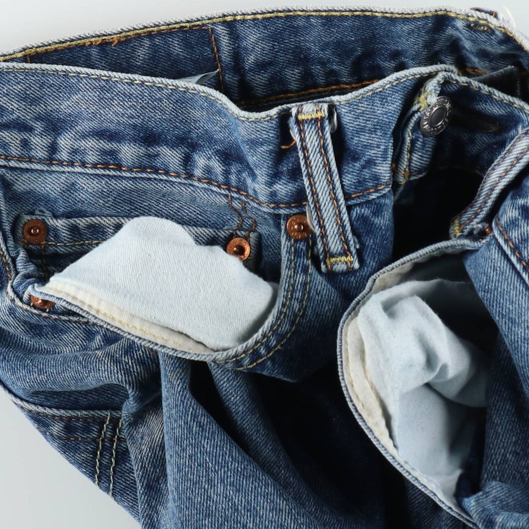 Levi's 505 tapered denim pants for men, size W34 cotton blue type Vintage Second Hand