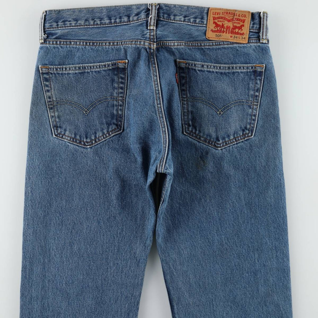Levi's 505 tapered denim pants for men, size W34 cotton blue type Vintage Second Hand