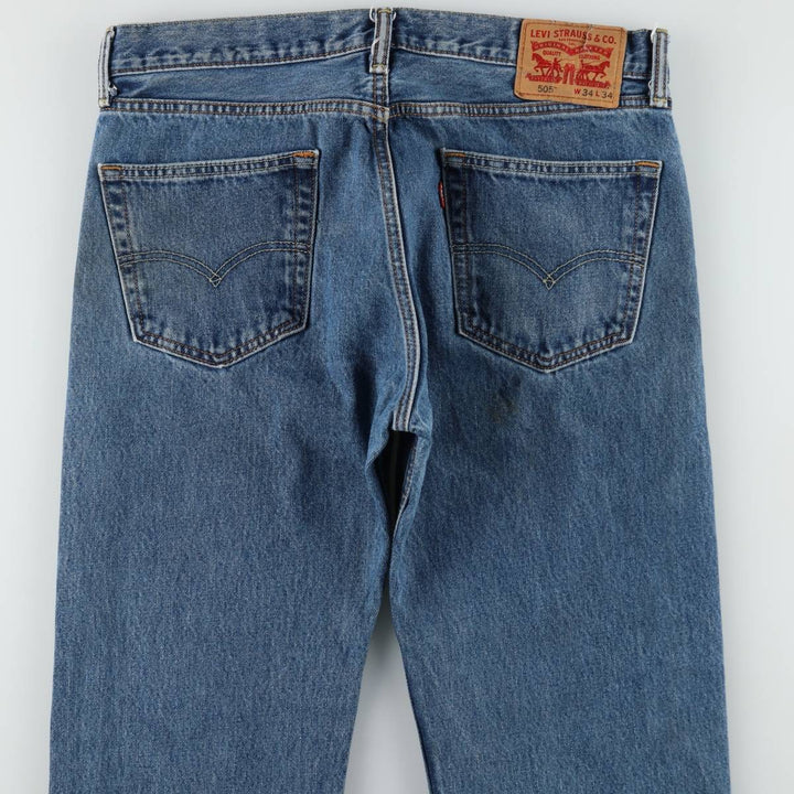 Levi's 505 tapered denim pants for men, size W34 cotton blue type Vintage Second Hand