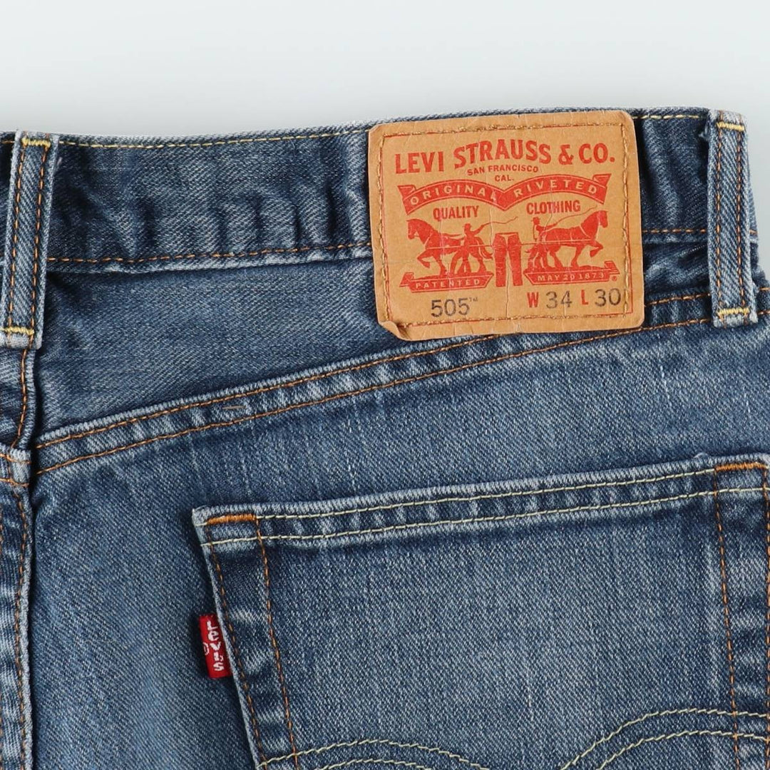 Levi's 505 tapered denim pants for men, size W34 cotton blue type Vintage Second Hand