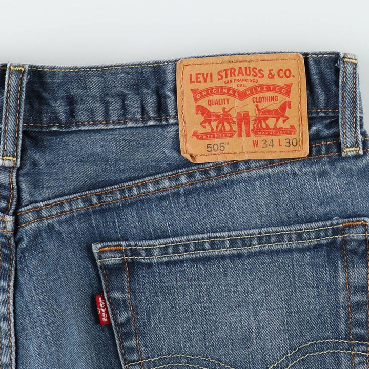 Levi's 505 tapered denim pants for men, size W34 cotton blue type Vintage Second Hand