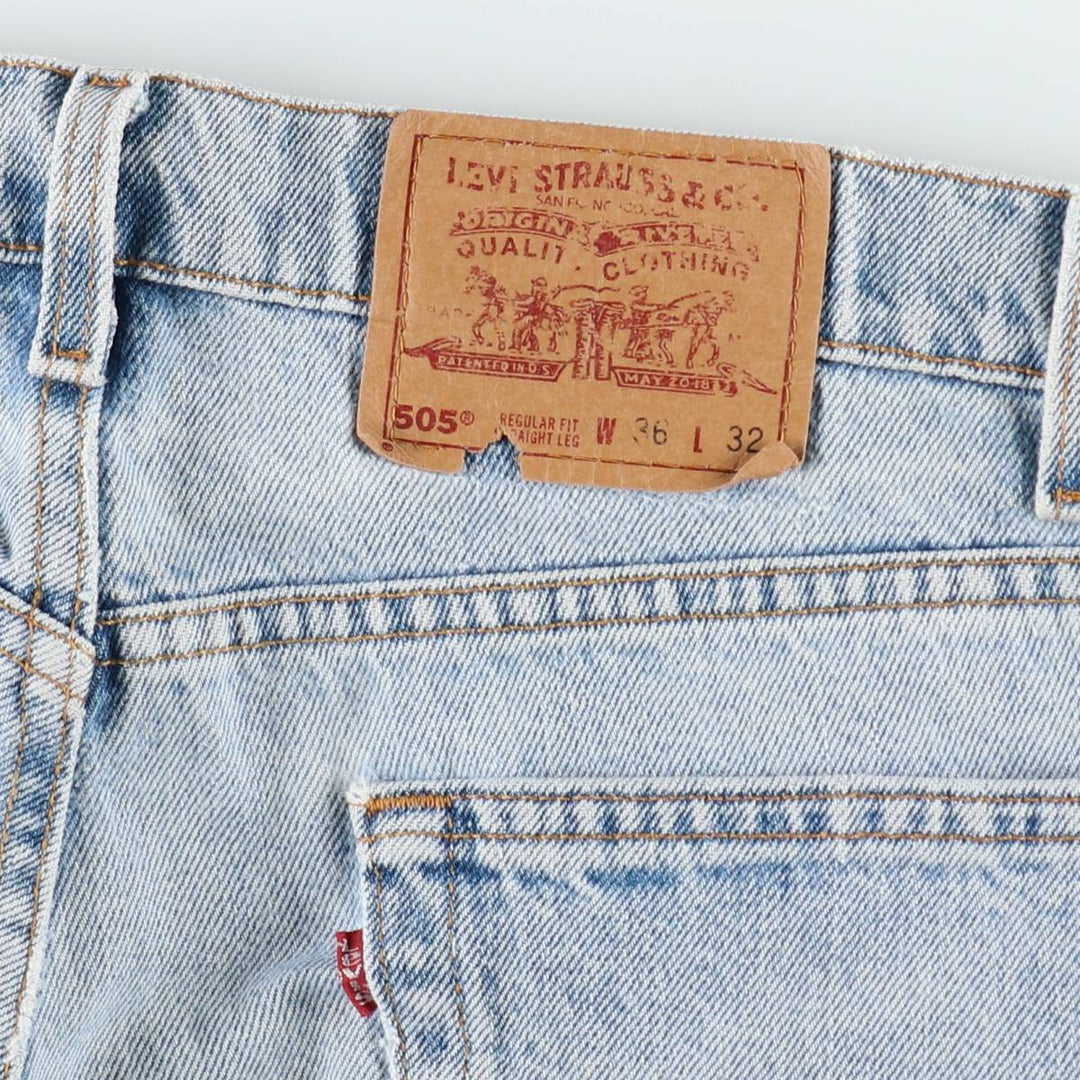 1990'S Levi's 505-4891 Regular Fit Straight Leg Tapered Denim Pants, Made in USA, Men's Size W36 (approx.), Vintage cotton Blue type light blue Vintage Second Hand