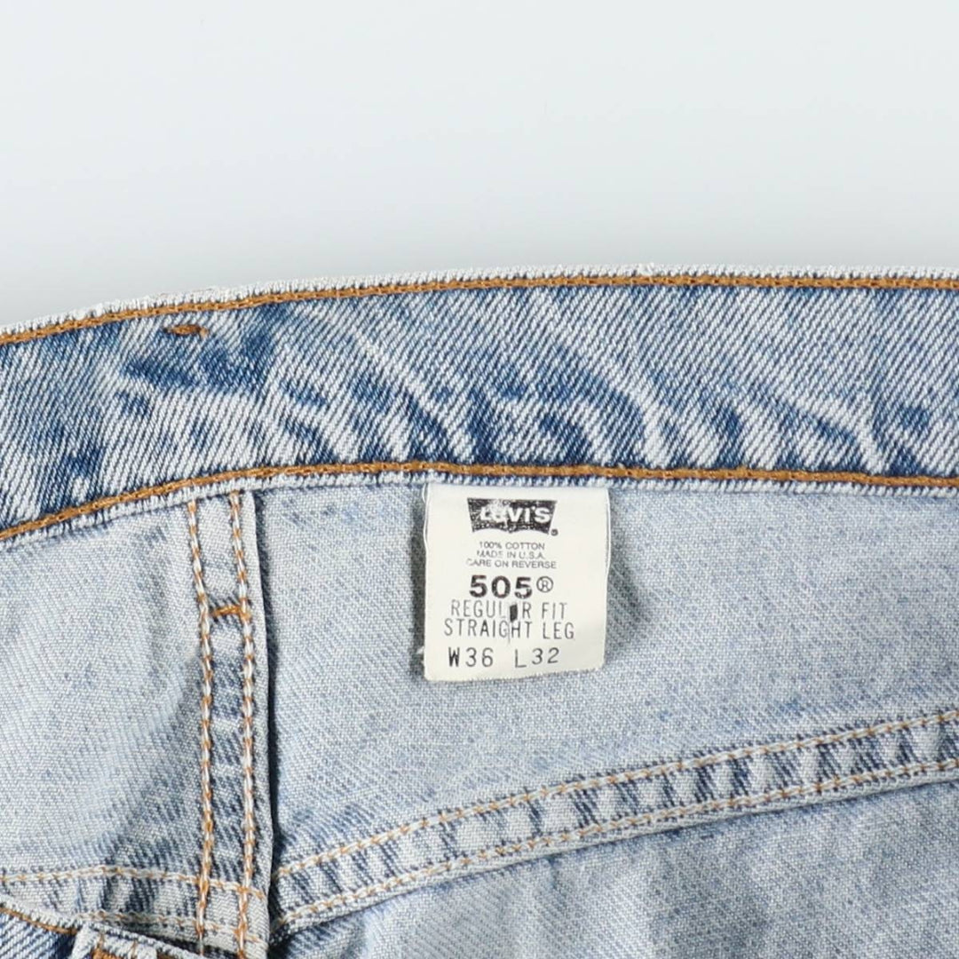 1990'S Levi's 505-4891 Regular Fit Straight Leg Tapered Denim Pants, Made in USA, Men's Size W36 (approx.), Vintage cotton Blue type light blue Vintage Second Hand