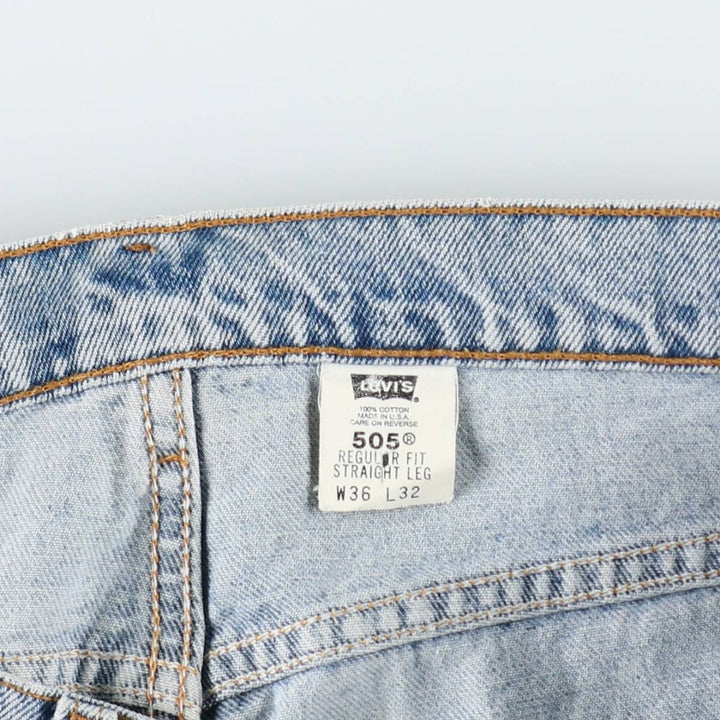 1990'S Levi's 505-4891 Regular Fit Straight Leg Tapered Denim Pants, Made in USA, Men's Size W36 (approx.), Vintage cotton Blue type light blue Vintage Second Hand